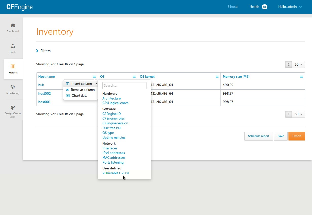 A new Inventory attribute 'Vulnerable CVE(s)' is available