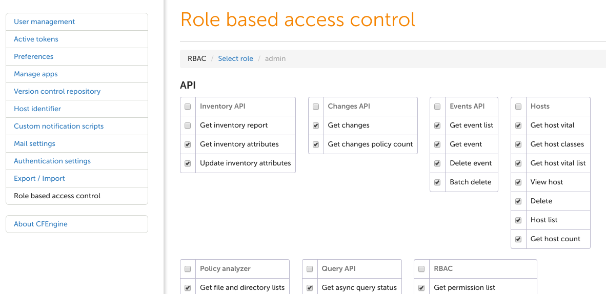 Role based access control