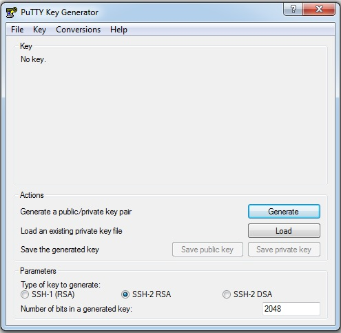 The PuTTYgen Interface