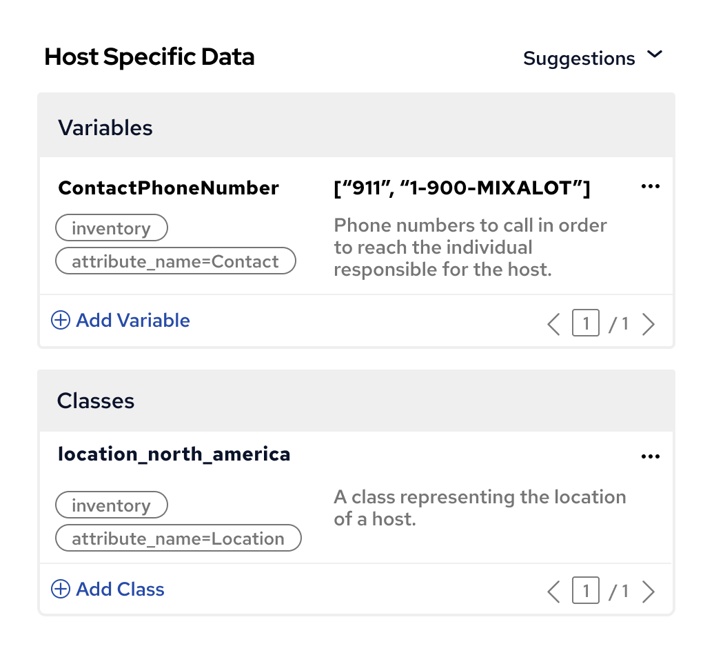 Host specific data