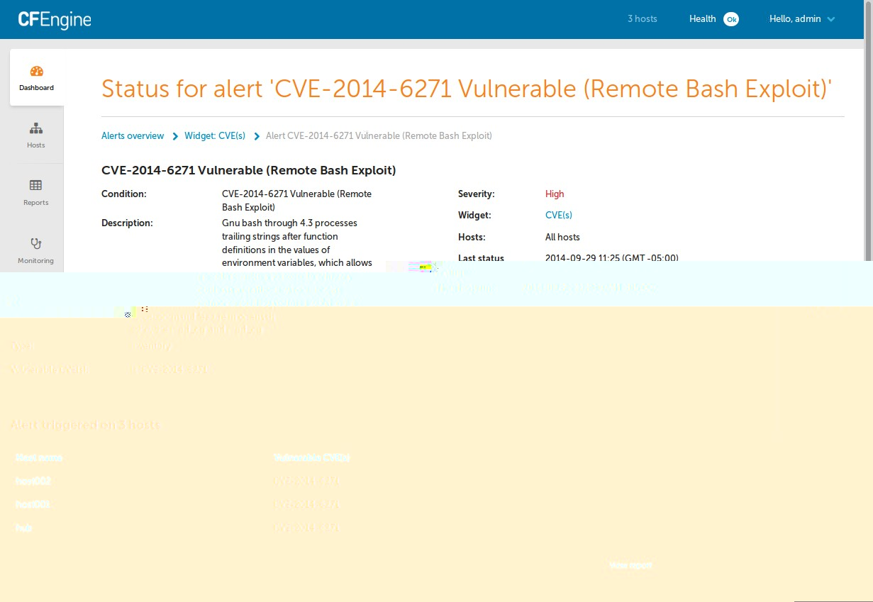 See an the dashboard alert in action - specifc alert details