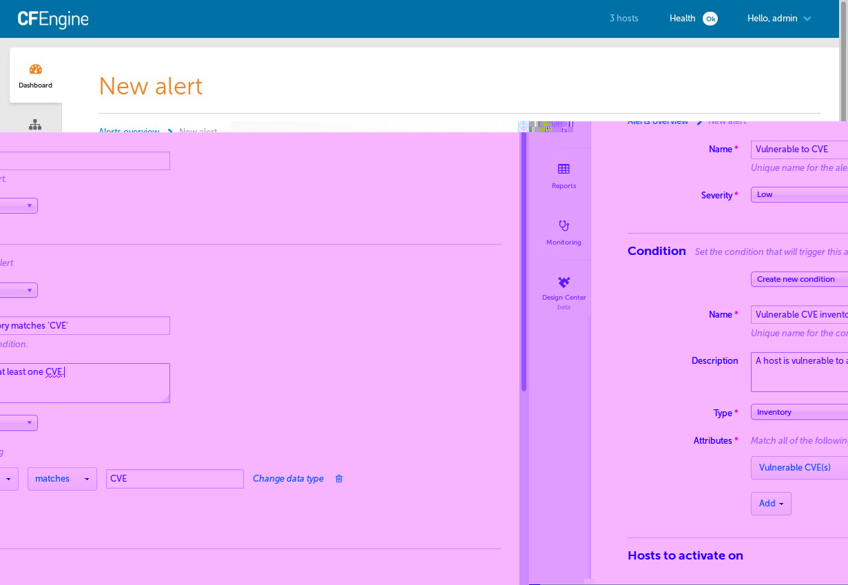 Configure an general CVE alert for the dashboard