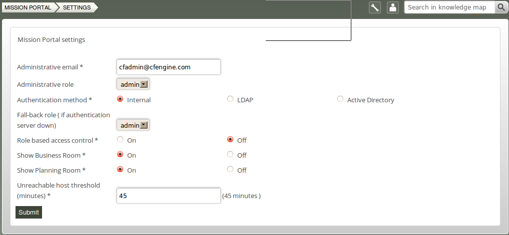 Mission Portal Settings