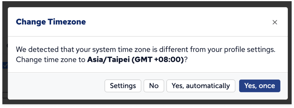 Time zone modal