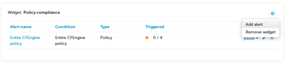 Add alert to Policy Compliance widget